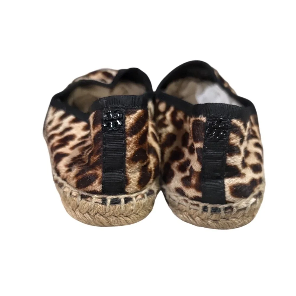 Tory Burch Elisa Espadrille Flat's Women's 9.5 Leopard Cow Hair Slip On EUC